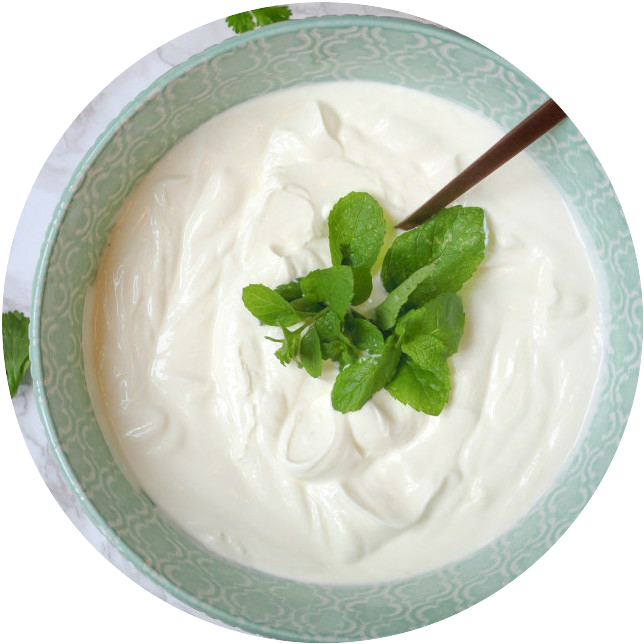 yogurt with leaves on top
