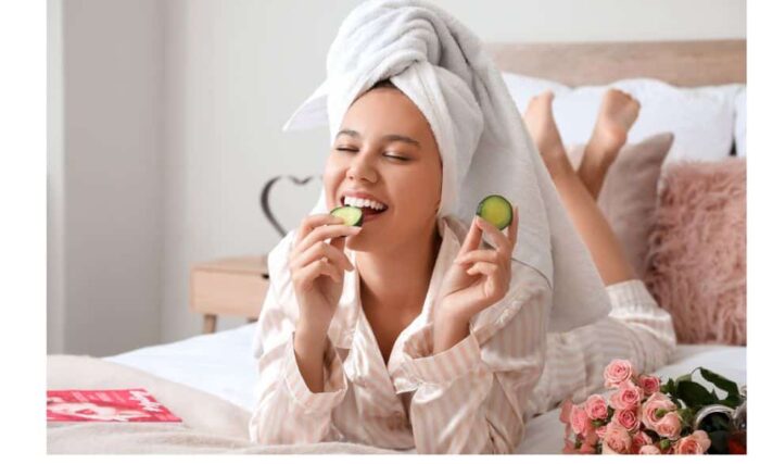 a girl eating a healthy food