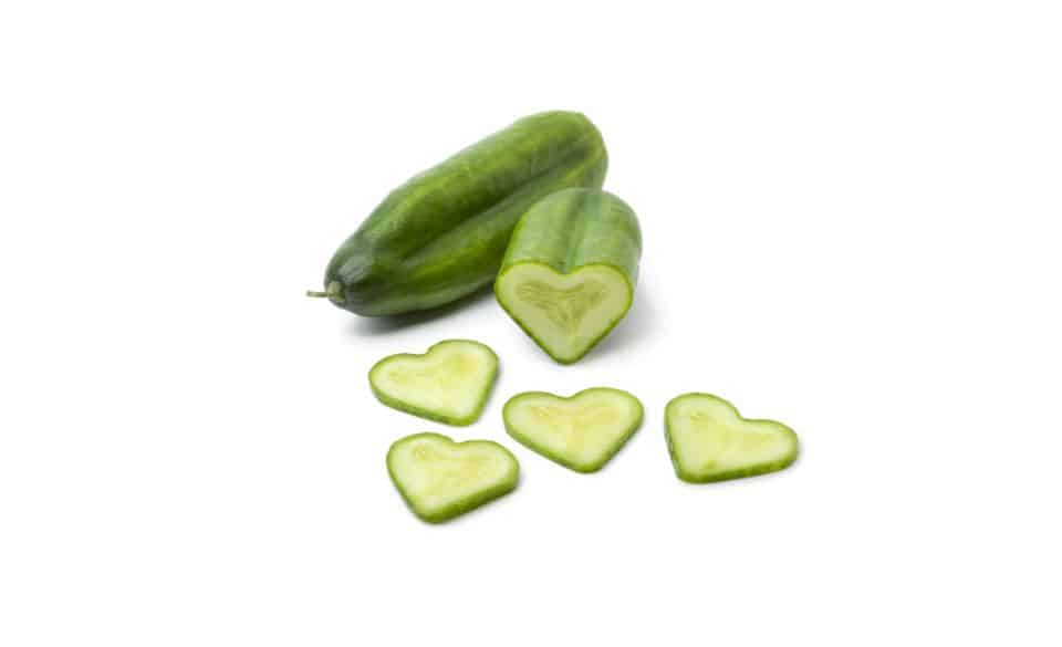 Cucumber cutted into heart shape