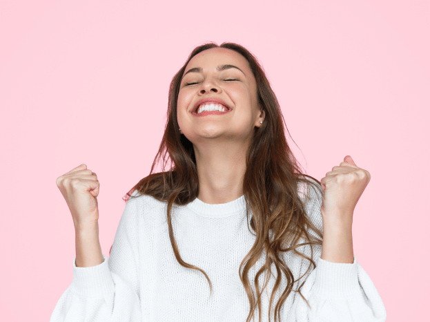 a woman with her eyes closed and her mouth open